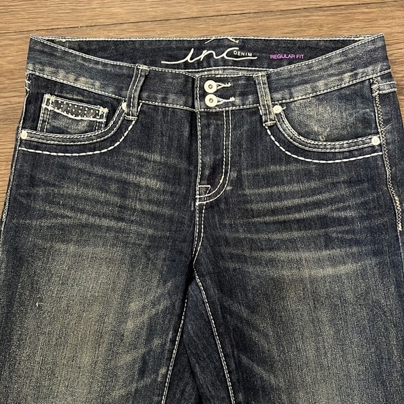 Inc denim capri jeans with rhinestone studded design - Picture 4 of 12